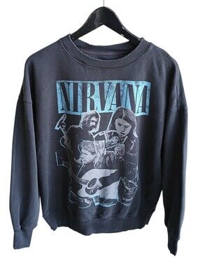 American Eagle Nirvana Distressed Band Sweatshirt Grey 25.5x24.5